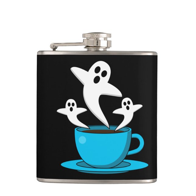 A Cup of Ghost Smoking Coffee Hip Flask (Front)