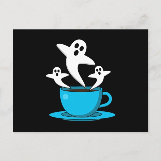 A Cup of Ghost Smoking Coffee Postcard (Front)