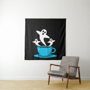 A Cup of Ghost Smoking Coffee Tapestry