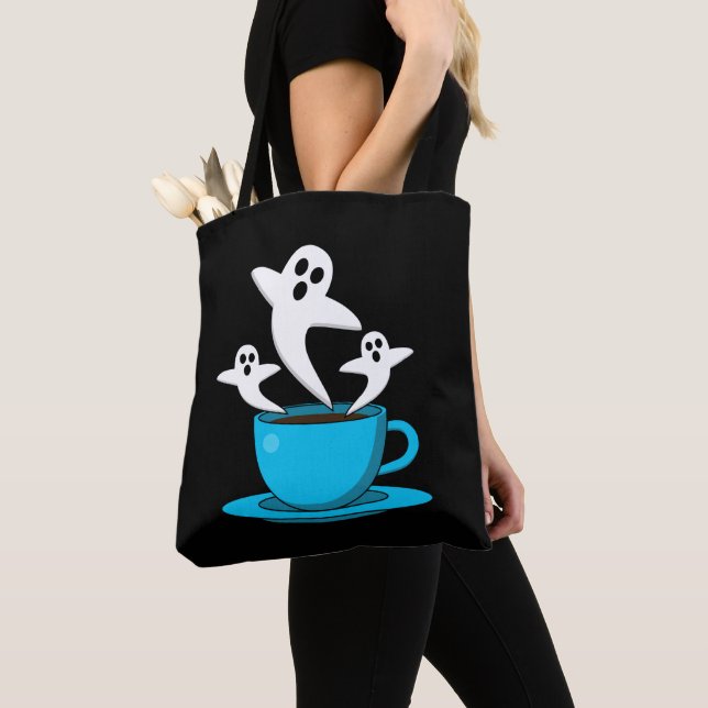 A Cup of Ghost Smoking Coffee Tote Bag (Close Up)