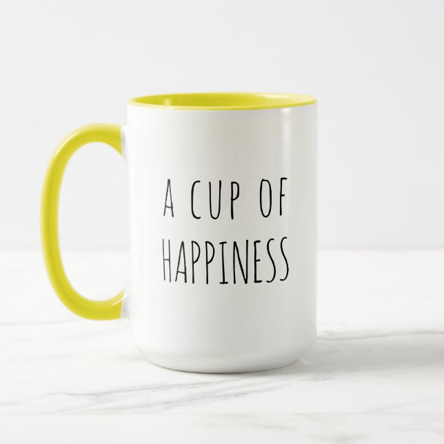 "A cup of happiness", modern typography mug (Left)