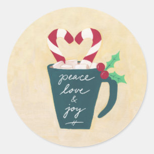 A Cup of Peace, Love and Joy Classic Round Sticker