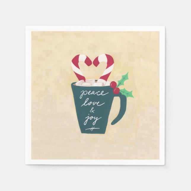 A Cup of Peace, Love and Joy Napkin (Front)