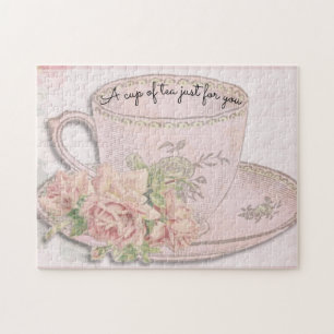 A Cup of Tea for Mother's Day Pink Jigsaw Puzzle