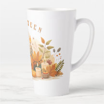 A cup with a Halloween pumpkin print