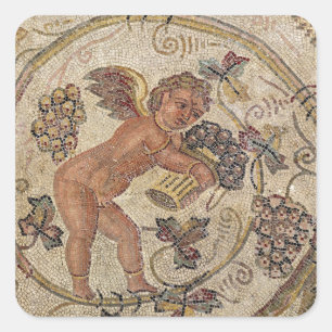 A cupid picking grapes, fragment of pavement square sticker