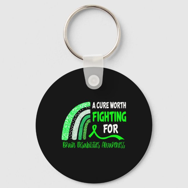 A Cure Worth Fighting For Brain Disabilities Aware Key Ring (Front)