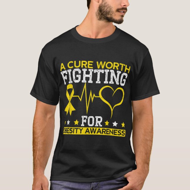 A Cure Worth Fighting For Obese Obesity Awareness  T-Shirt (Front)