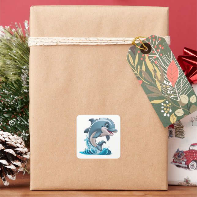 A curious dolphin jumping out of the water Sticker (Holiday)