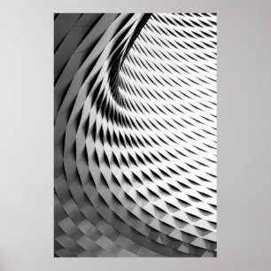 A CURVED FACADE COVERED IN WHITE LATTICEWORK POSTER