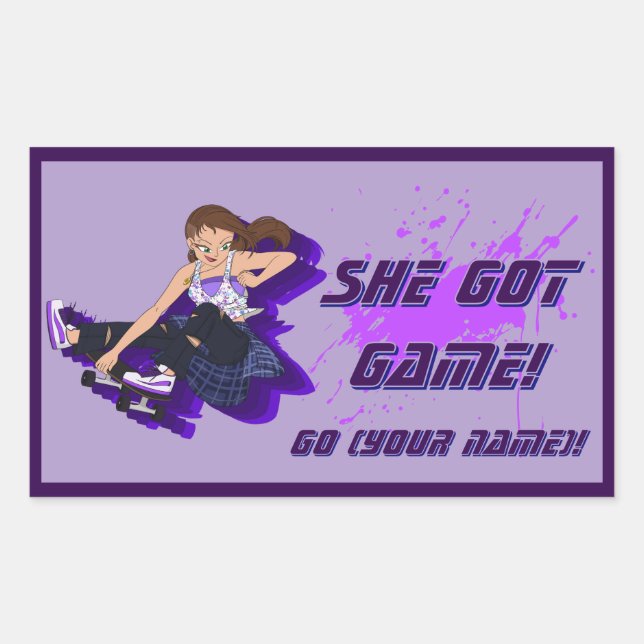 A Custom Female Skateboarder Sticker  (Front)