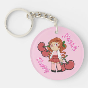 A Customised Key Chain with Cute Cherry Chibi