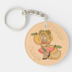 A Customised Key Chain with Cute Orange Chibi