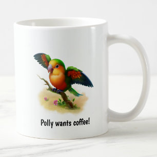 A Cute 3D Painted Orange-Bellied Parrot Coffee Mug