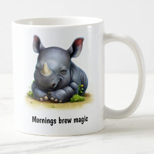 A Cute 3D Painted Rhinoceros Coffee Mug