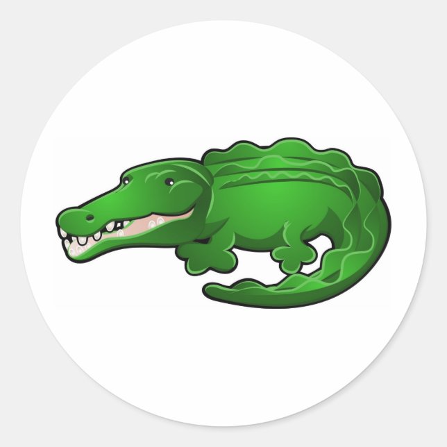 A Cute Alligator or Crocodile Cartoon Character Classic Round Sticker (Front)