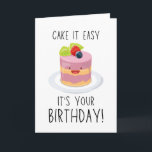 A cute and funny birthday greeting card featuring<br><div class="desc">A cute and funny birthday greeting card featuring a smiling cake illustration and playful text. Perfect for birthdays of friends,  family,  or anyone who loves sweet and cheerful designs. A lighthearted card that brings joy and a smile on their special day.</div>