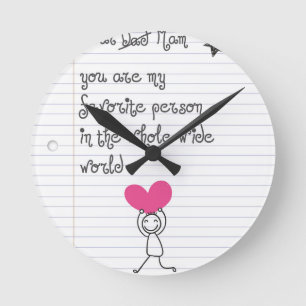 A cute and quirky doodle for mums. round clock