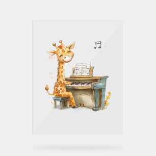 A Cute Baby Giraffe Plays The Guitar  Acrylic Sign