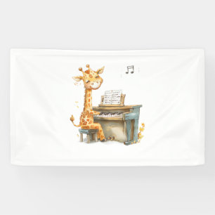 A Cute Baby Giraffe Plays The Guitar Banner