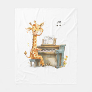 A Cute Baby Giraffe Plays The Guitar Fleece Blanket