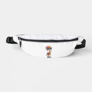 A Cute Baby Giraffe With Floral And Feather Accent Bum Bags
