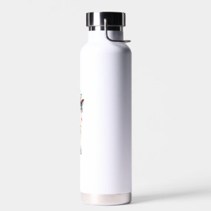 A Cute Baby Giraffe With Floral And Feather Accent Water Bottle