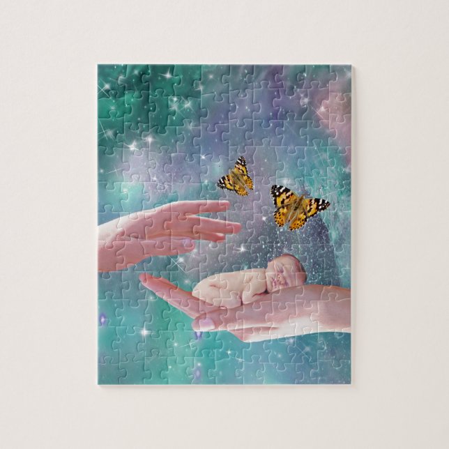 A cute baby in hand fantasy jigsaw puzzle (Vertical)