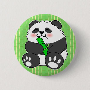 A Cute Baby Panda Eating Bamboo Stalk 6 Cm Round Badge