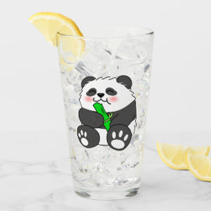 A Cute Baby Panda Eating Bamboo Stalk Glass