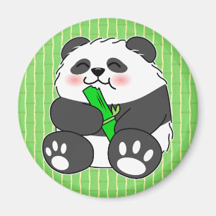 A Cute Baby Panda Eating Bamboo Stalk Magnet