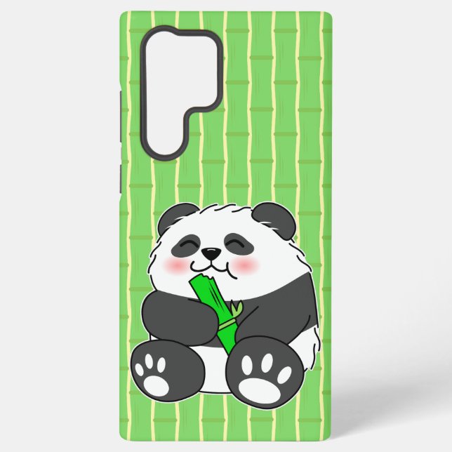 A Cute Baby Panda Eating Bamboo Stalk Samsung Galaxy S22 Ultra Case (Back)