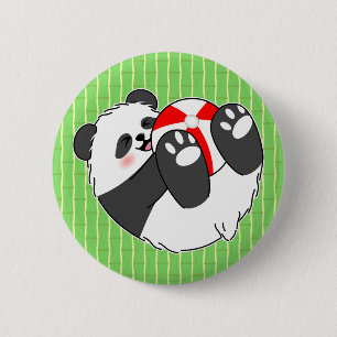 A Cute Baby Panda Playing with a Ball 6 Cm Round Badge