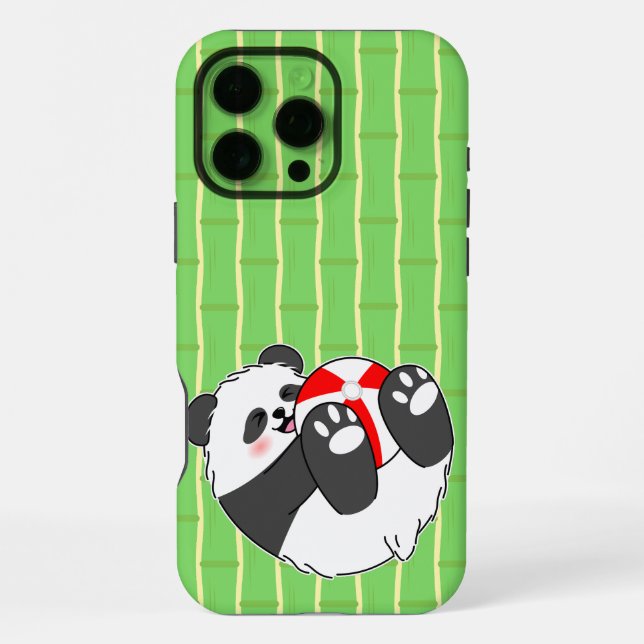 A Cute Baby Panda Playing with a Ball iPhone Case (Back)