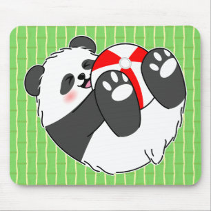 A Cute Baby Panda Playing with a Ball Mouse Mat