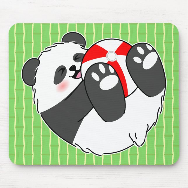 A Cute Baby Panda Playing with a Ball Mouse Mat (Front)