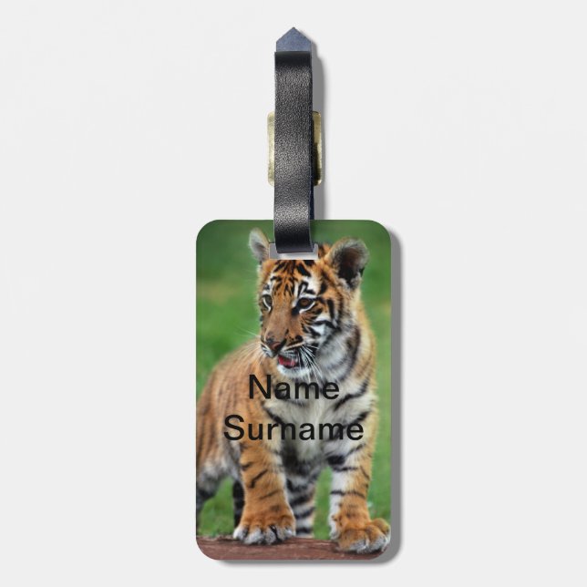 A cute baby tiger luggage tag (Back Vertical)