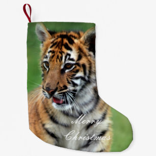 A cute baby tiger small christmas stocking
