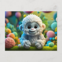 A cute baby Yeti made of yarn