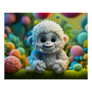 A cute baby Yeti made of yarn Poster