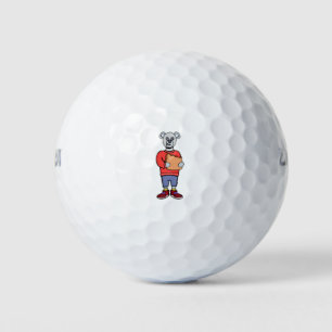 A Cute Bear Eating Bread Golf Balls