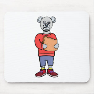 A Cute Bear Eating Bread Mouse Mat