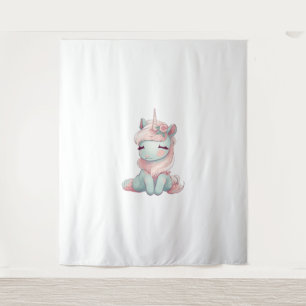 A cute beautiful proud unicorn tapestry