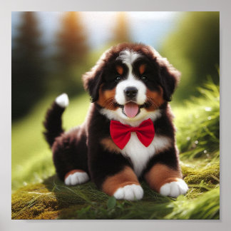 A cute Bernese mountain puppy Poster