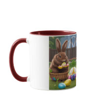 A Cute Bunch of Easter Bunnies in a Basket & Eggs