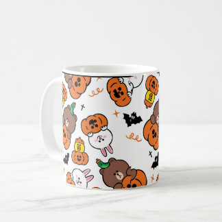 A Cute Bunny and Bear Halloween Coffee Mug