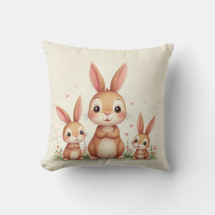 a cute bunny family gathering cushion