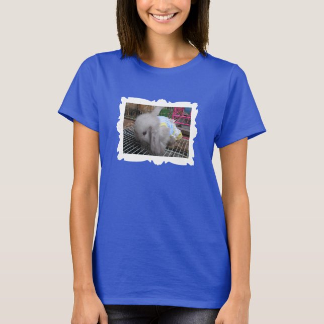 A Cute Bunny Rabbit in a Dress Framed T-Shirt (Front)