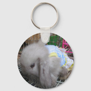 A Cute Bunny Rabbit in a Dress Key Ring