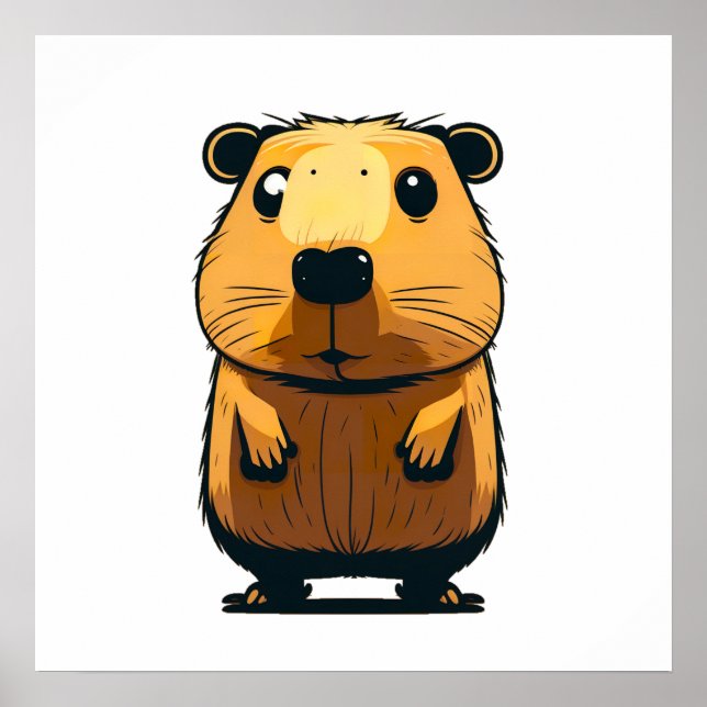 A Cute Capybara standing up and facing front pose Poster (Front)